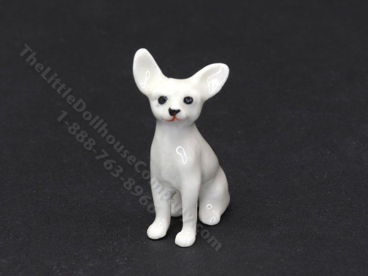 (image for) Miniature Porcelain White Chihuahua for Dollhouses
