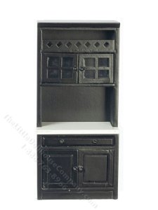 (image for) Modern Black Kitchen Cabinet with Shelves