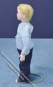 (image for) Miniature Blonde Child in Blue Sweater by Cindy's Dolls