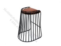 (image for) Miniature Black Bride's Veil Stool w/ Leather Seat Pad by PRD Miniatures