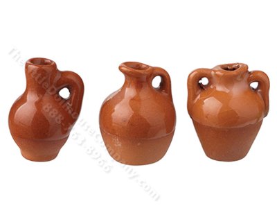 (image for) Miniature Set of 3 Glazed Stoneware Urns