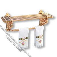 (image for) Miniature Brass Towel Rack with Towels for Dollhouses