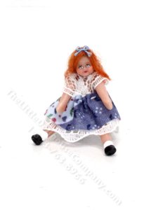 (image for) Miniature Little Girl Doll in Tulip Pattern Dress
