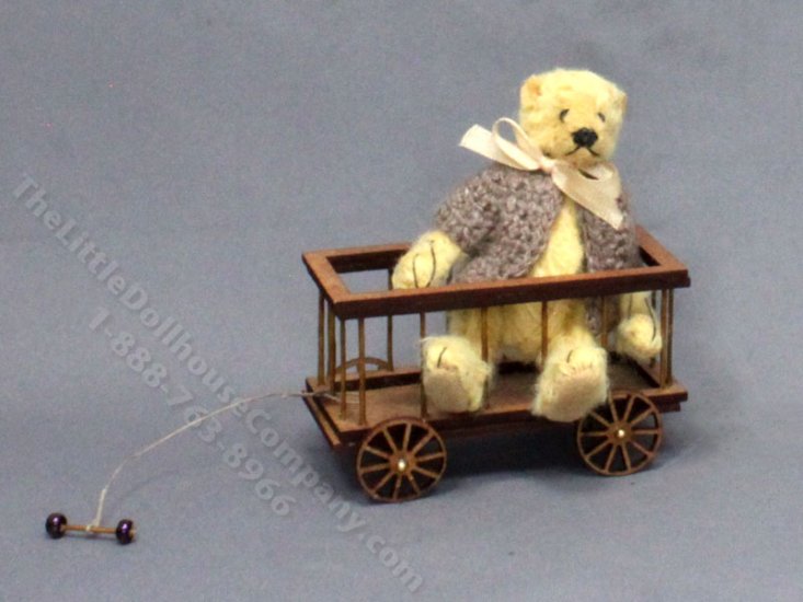 (image for) Miniature Stuffed Bear in a Wagon by Betty Miniature