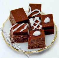 (image for) Dollhouse Scale Model Brownies on a Gold Rimmed Plate