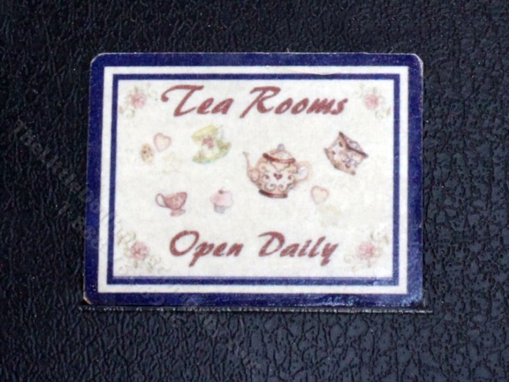 (image for) Miniature Metal "Tea Room" Sign for Dollhouses
