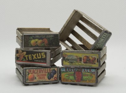 (image for) Miniature Weathered Crates with Vintage Labels, Small