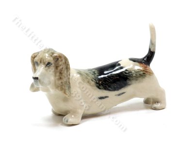 (image for) Miniature Porcelain Tricolour Basset Hound for Dollhouses
