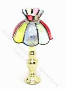 (image for) Miniature Non-Working Lamp w/ Satined Glass Shade for Dollhouses