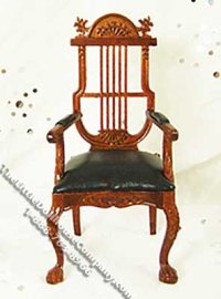 (image for) Miniature Walnut Secretary Desk and Chair Set for Dollhouses