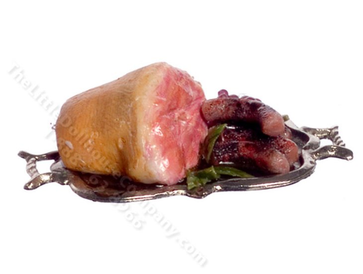 (image for) Miniature Salted Ham and Sausages for Dollhouses