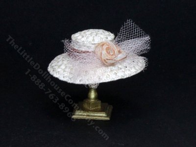 (image for) Ladies White Straw Hat by Judith Blondell for Dollhouses