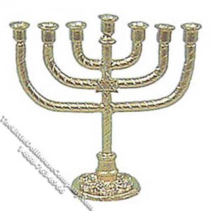 (image for) Miniature Gold Coloured Menorah for Dollhouses