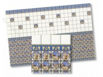 (image for) Dollhouse 1/2 Scale Model Blue Wall Tiles