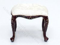(image for) Miniature White and Mahogany Stool for Dollhouses