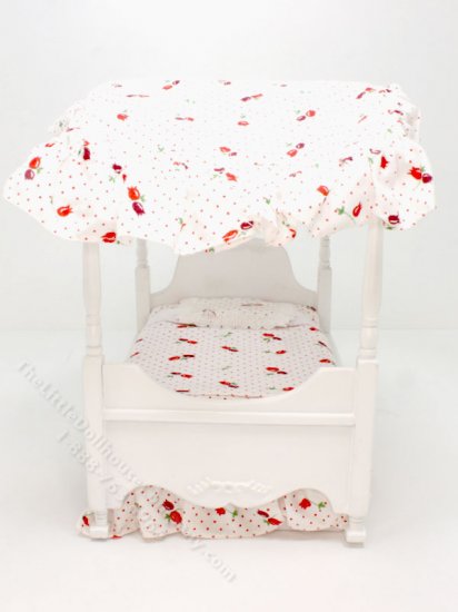 (image for) Miniature Tulip and Polka-dot Canopy Bed for Dollhouses