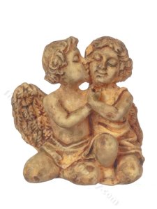 (image for) Miniature Kissing Cherubs Statue for Dollhouses - Aged