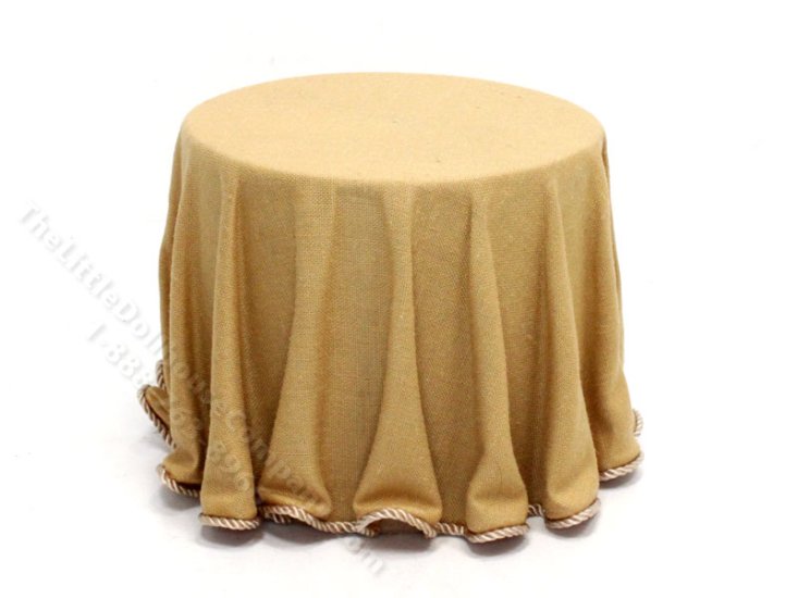 (image for) Miniature Round Table with Gold Tablecloth for Dollhouses
