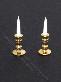 (image for) Miniature Pair of Brass Candlesticks for Dollhouses