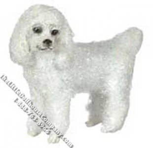 (image for) Dollhouse Scale Model Standing White Poodle w/Hair