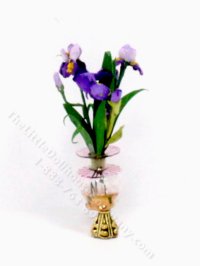 (image for) Miniature Iris Arrnagement in an Ornate Vase for Dollhouses