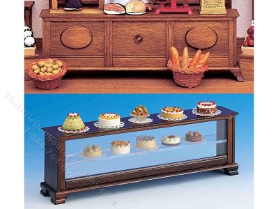 (image for) Miniature Shop Counter with Glass and Wood Front Kit