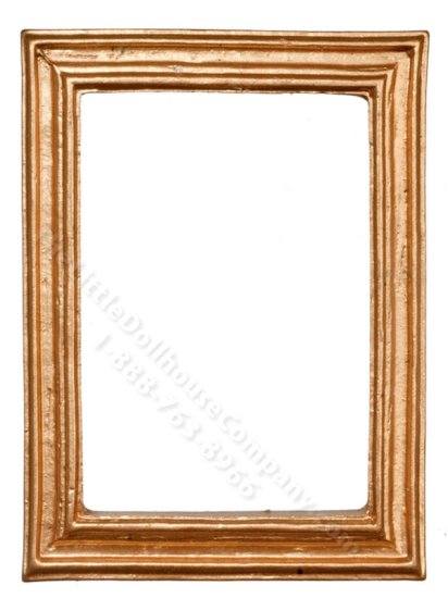 (image for) Miniature Gold Colored Rectangular Frame for Dollhouses - 4"x3"