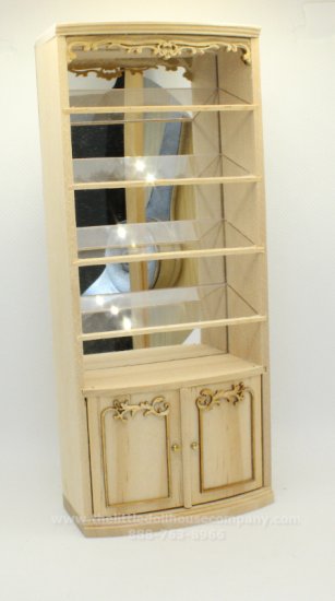 (image for) Miniature Unfinished Tall Display Cabinet with Mirror