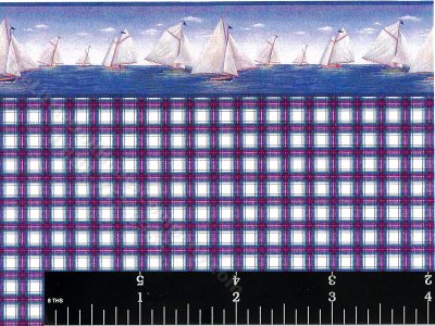 (image for) Plaid & Sailboats Pattern Miniature Wallpaper for Dollhouses