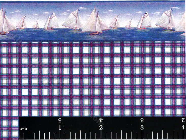 (image for) Plaid & Sailboats Pattern Miniature Wallpaper for Dollhouses
