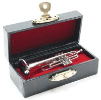 (image for) Miniature Silver Trumpet With Case For Dollhouses
