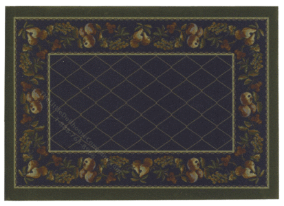 (image for) Miniature Small Scale Black Trellis Rug with Fruits