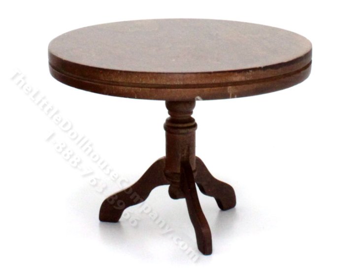(image for) Miniature Walnut Pedestal Table for Dollhouses
