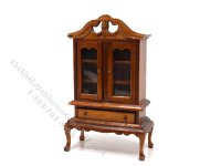 (image for) Vintage Miniature Walnut China Hutch for Dollhouses