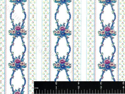 (image for) Bouqet and Stripe Miniature Wallpaper for Dollhouses