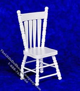 (image for) Miniature White Wooden Chair for Dollhouses