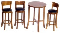 (image for) Miniature Bar Set with Table and 3 Stools for Dollhouses