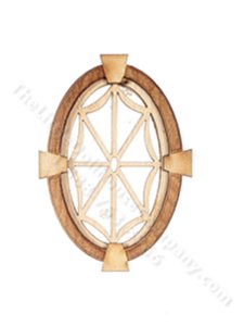 (image for) Dollhouse Oval Keystone Window w/ Spiderweb Trim