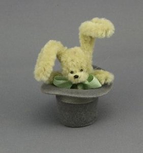 (image for) Miniature Rabbit in a Hat by Sue Wilkes of Shoebutton Bears