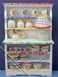 (image for) Miniature White Hutch w/Accessories By Barb for Dollhouses
