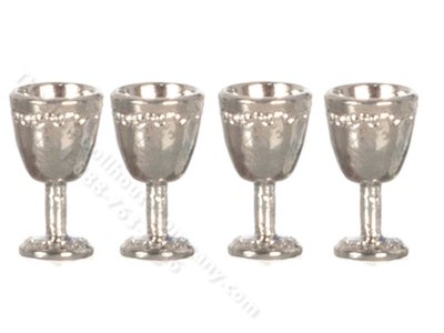 (image for) Miniature Set of Silver Goblets for Dollhouses
