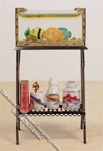 (image for) Dollhouse Scale Model Aquarium Tank on Stand w/Accessories