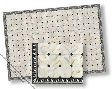 (image for) Miniature Faux Marble w/Greek Key Border Flooring for Dollhouses