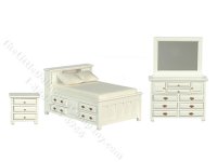 (image for) Dollhouse Miniature White Double Bedroom Set