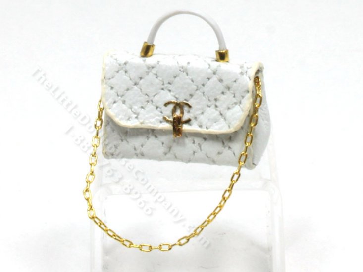 (image for) Miniature Chanel White Quilted Leather Purse by Judith Blondell
