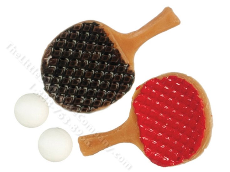 (image for) Miniature Ping Pong Paddles and Balls for Dollhouses