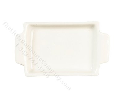 (image for) Miniature Small White Ceramic Tray for Dollhouses