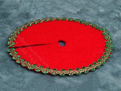 (image for) Miniature Red Christmas Tree Skirt for Dollhouses