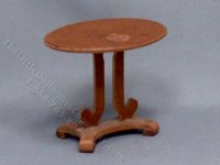 (image for) Miniature Walnut Finish Oval Side Table for Dollhouses