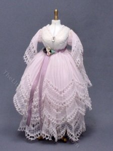 (image for) Vintage Miniature Pink Ballgown for Dollhouses